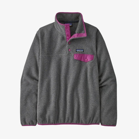 Patagonia Lightweight Synchilla Snap-T Pullover - Women's-[SKU]-Nickel w/ Amaranth Pink-X-Small-Alpine Start Outfitters