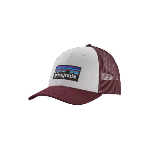 Patagonia P-6 Logo LoPro Trucker Hat-[SKU]-White w/Dark Ruby-Alpine Start Outfitters