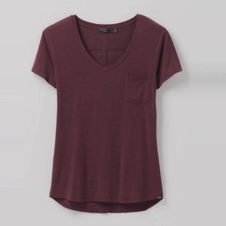 Prana Foundation Short Sleeve V-Neck Top - Women's-[SKU]-Raisin Heather-Large-Alpine Start Outfitters