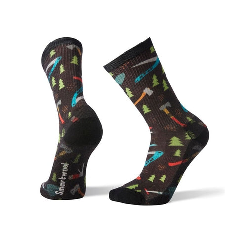 Smartwool Hike Light Print Crew Socks - Unisex-[SKU]-Black/Sharp Things Print-Medium-Alpine Start Outfitters